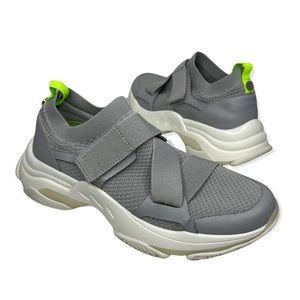 Steve Madden Meteorite Grey Off- White Mid-Top Fabric Knit Chunky Sneakers Sz 8